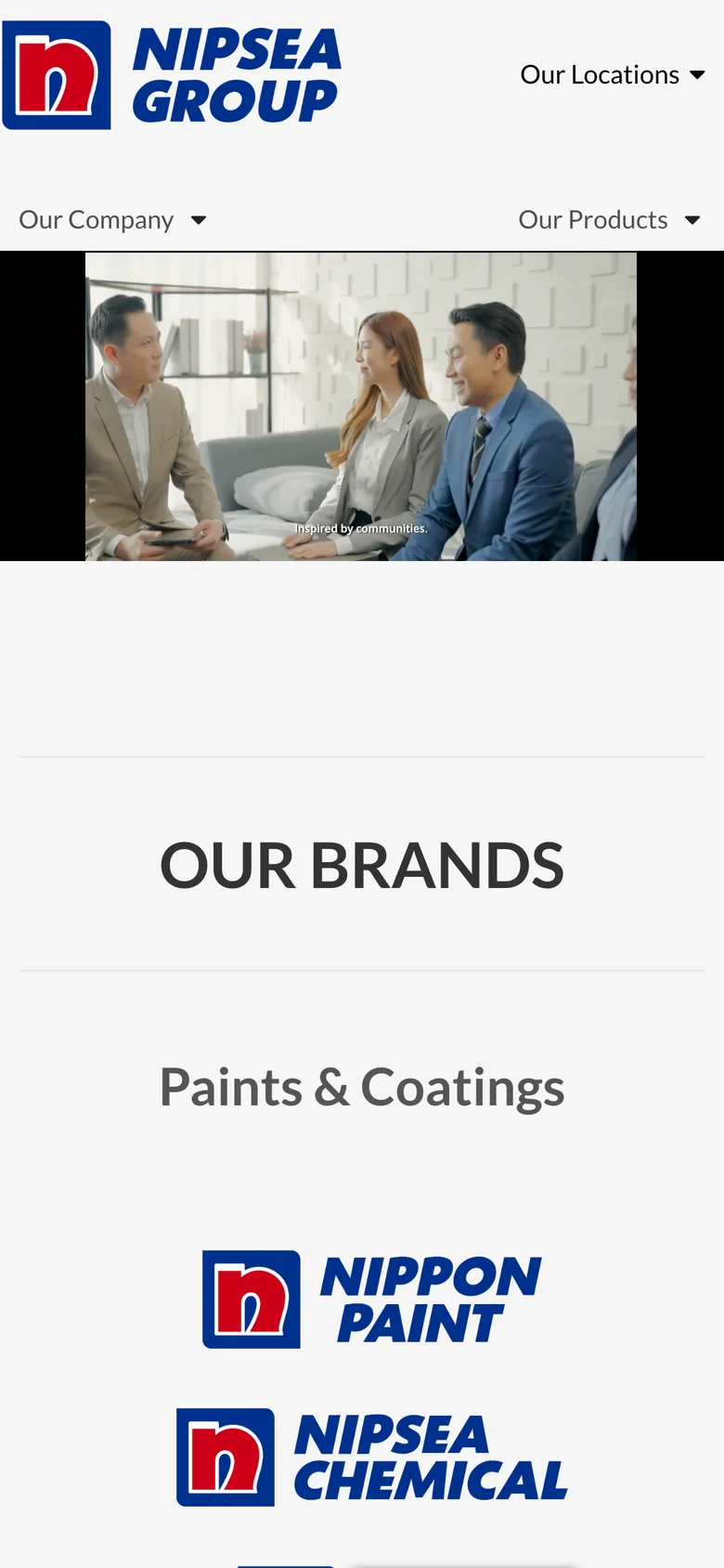 NIPSEA Group website on mobile